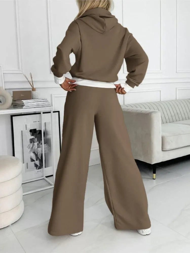Liora | Loungewear Sæt Damer Med Cropped Hoodie & Vide Bukser