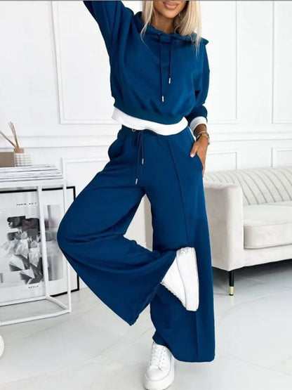 Liora | Loungewear Sæt Damer Med Cropped Hoodie & Vide Bukser
