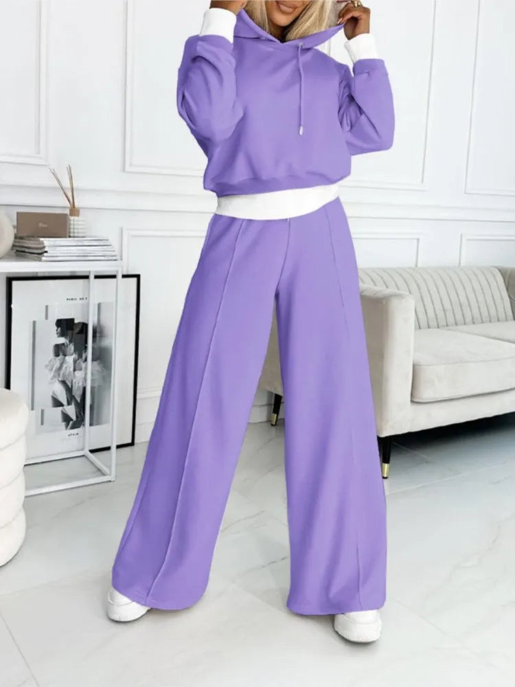 Liora | Loungewear Sæt Damer Med Cropped Hoodie & Vide Bukser