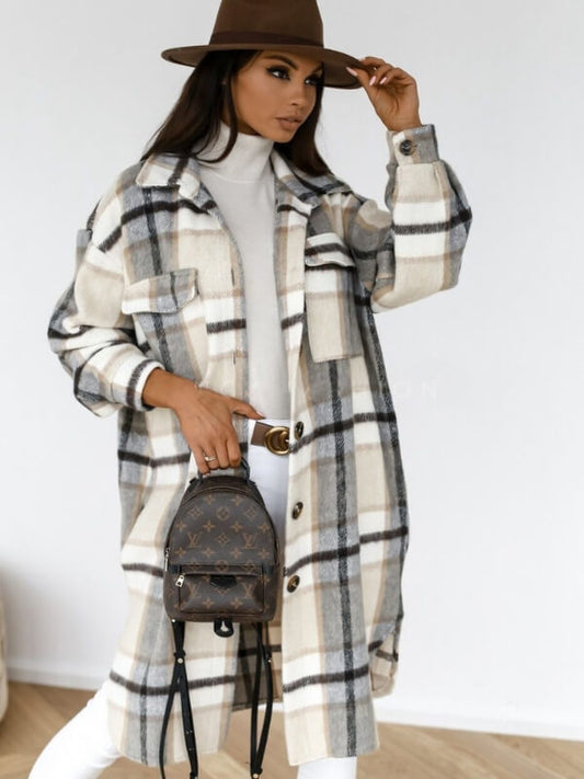 Amara™ | Damer Langternet Shacket | Oversized Efterårsjakke med Brystlommer