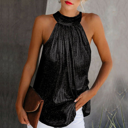 Celestine| Glitter Halter Celestine | Skinnende Festlig Halterneck Top