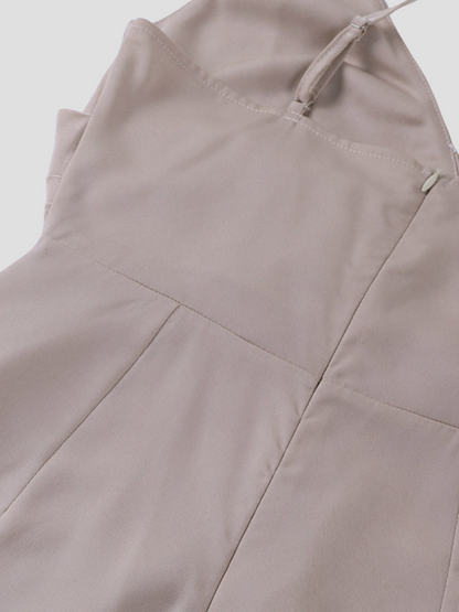 Isadora™ | Damer Satin Aftenkjole med Slids | Gallakjole med Vandfaldshals og Spaghettistropper i Jadengrøn