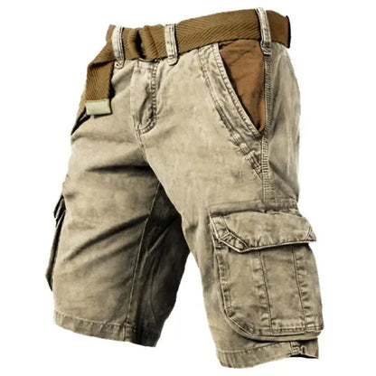 Lucenzo™ | Herrer Cargoshorts med Bælte og Lommer | Slidstærke Bomuldsshorts til Outdoor & Sommer