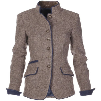 Victoire™ | Damer Figursyet Blazer i Uldblanding | Klassisk Jakke med Ståkrave og Luksuriøse Detaljer