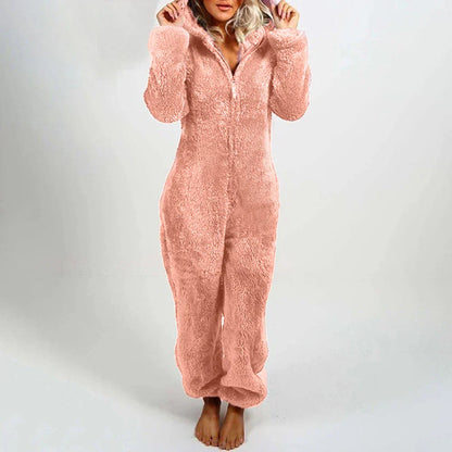 Nila™ | Damer Teddy Onesie | Ultra-Blød Plys Jumpsuit med Hætte & Ører