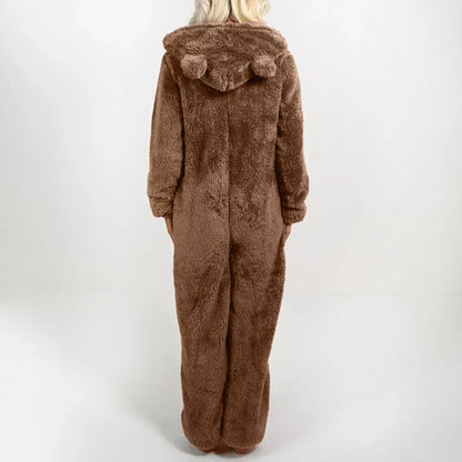 Nila™ | Damer Teddy Onesie | Ultra-Blød Plys Jumpsuit med Hætte & Ører