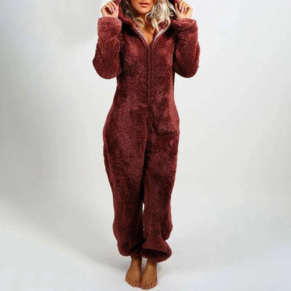 Nila™ | Damer Teddy Onesie | Ultra-Blød Plys Jumpsuit med Hætte & Ører