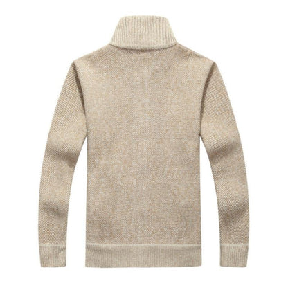 Hugo™ | Herre Strikket Cardigan med Fleecefor | Varm Lynlåstrøje med Ståkrave