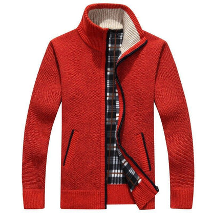 Hugo™ | Herre Strikket Cardigan med Fleecefor | Varm Lynlåstrøje med Ståkrave