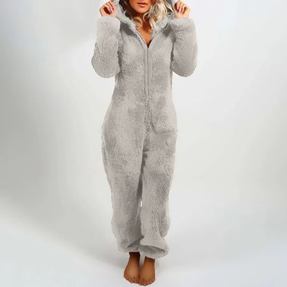 Nila™ | Damer Teddy Onesie | Ultra-Blød Plys Jumpsuit med Hætte & Ører