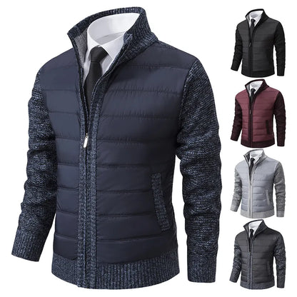 Mauro | Hybrid Herrejakke | Slim Fit Overgangsjakke med Strikkede Ærmer & Vatteret Front