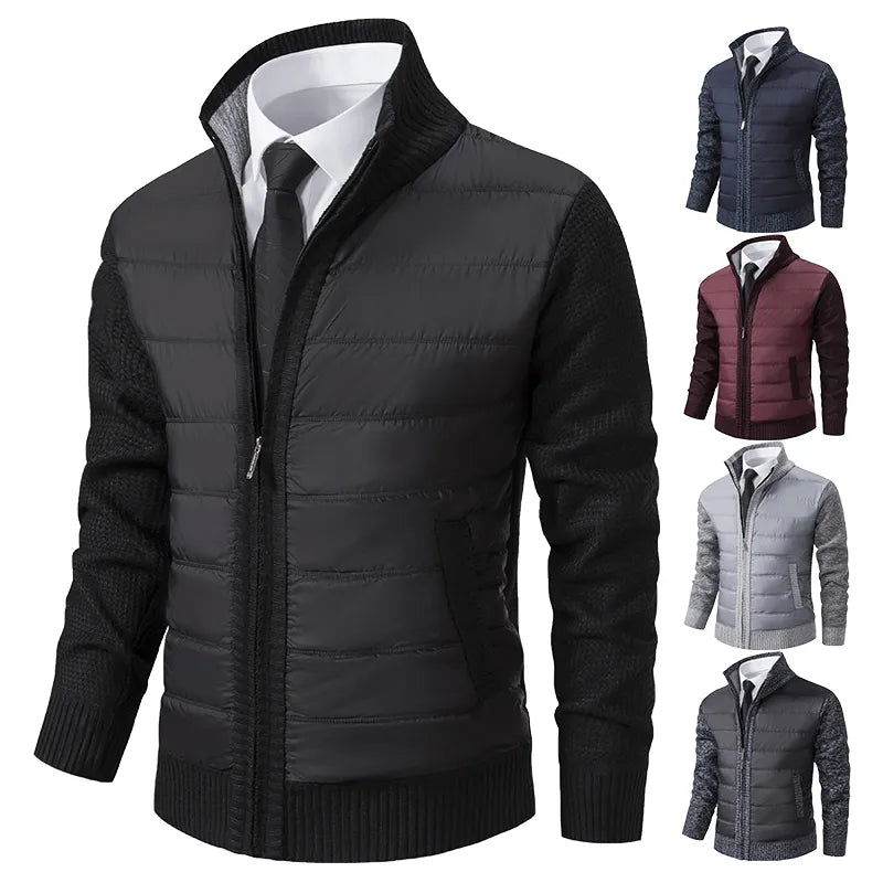 Mauro | Hybrid Herrejakke | Slim Fit Overgangsjakke med Strikkede Ærmer & Vatteret Front