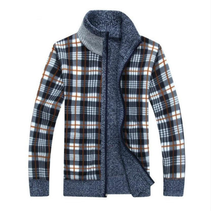 Hugo™ | Herre Strikket Cardigan med Fleecefor | Varm Lynlåstrøje med Ståkrave
