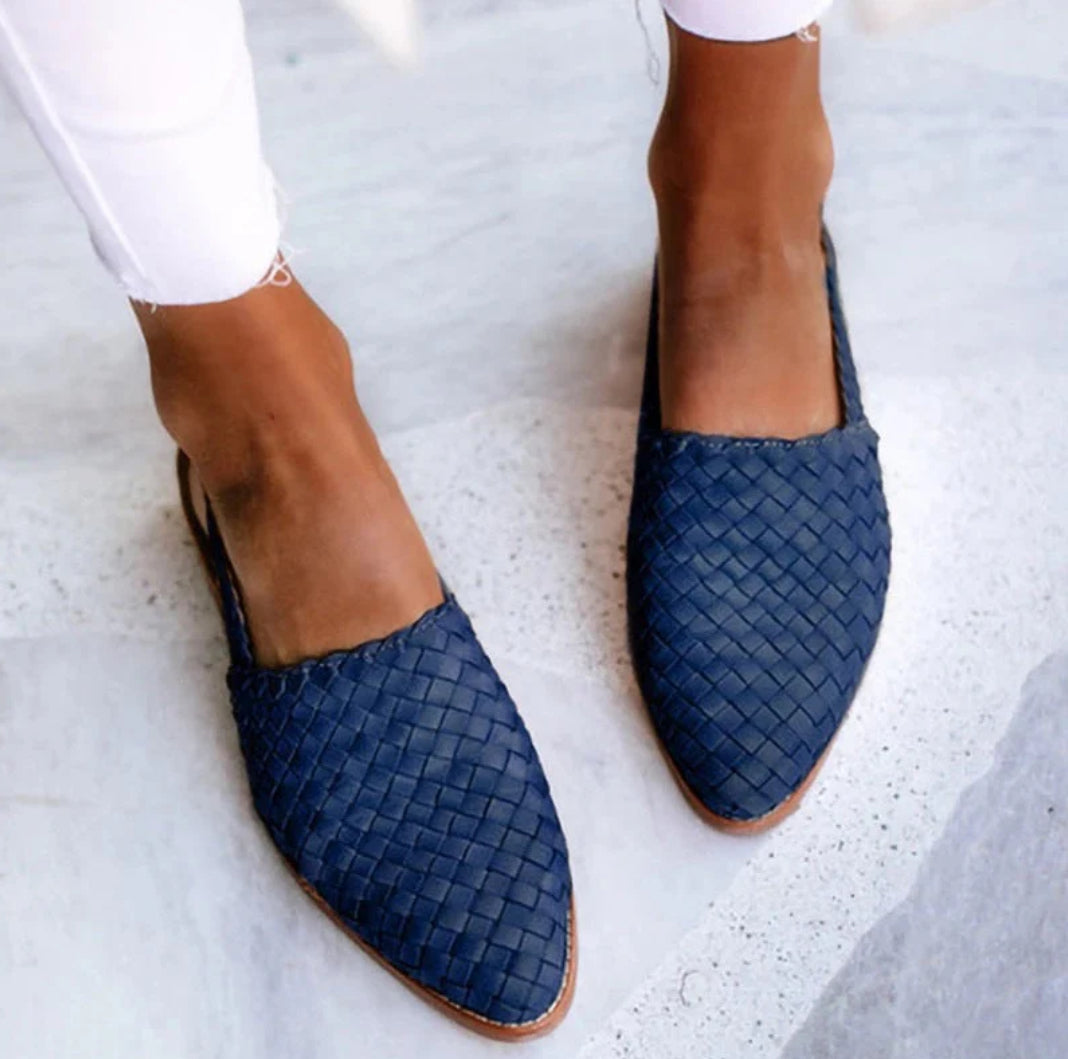Aria | Damer Slingback Loafers | Flettet & Åben Hæl | Lav Hæl | Komfortabel & Trendy Sommertsko