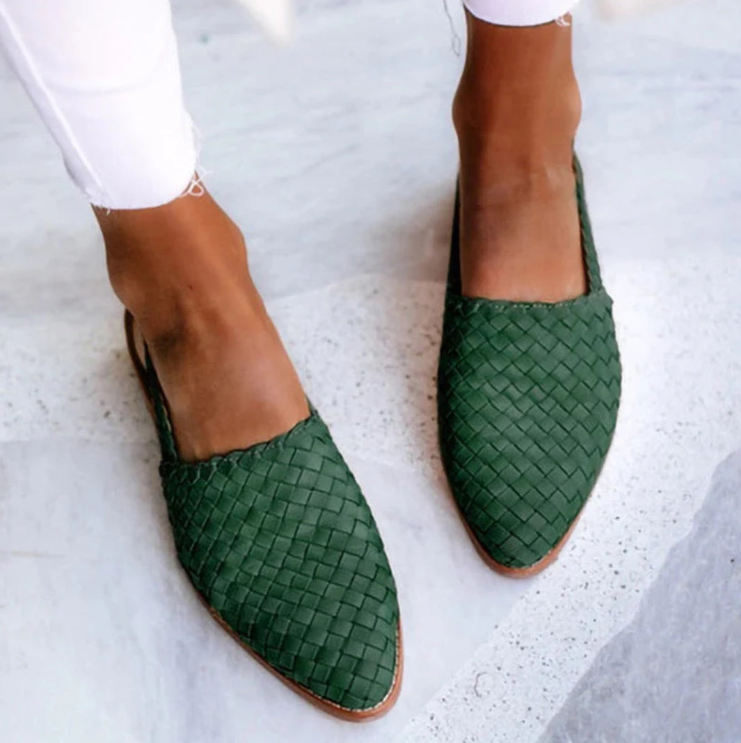 Aria | Damer Slingback Loafers | Flettet & Åben Hæl | Lav Hæl | Komfortabel & Trendy Sommertsko
