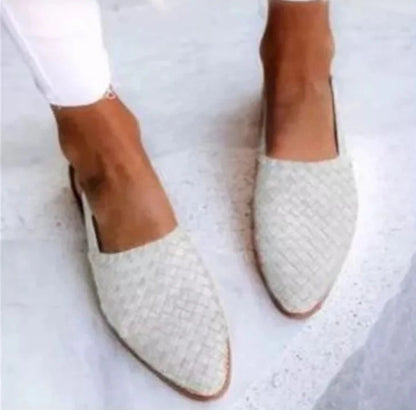 Aria | Damer Slingback Loafers | Flettet & Åben Hæl | Lav Hæl | Komfortabel & Trendy Sommertsko