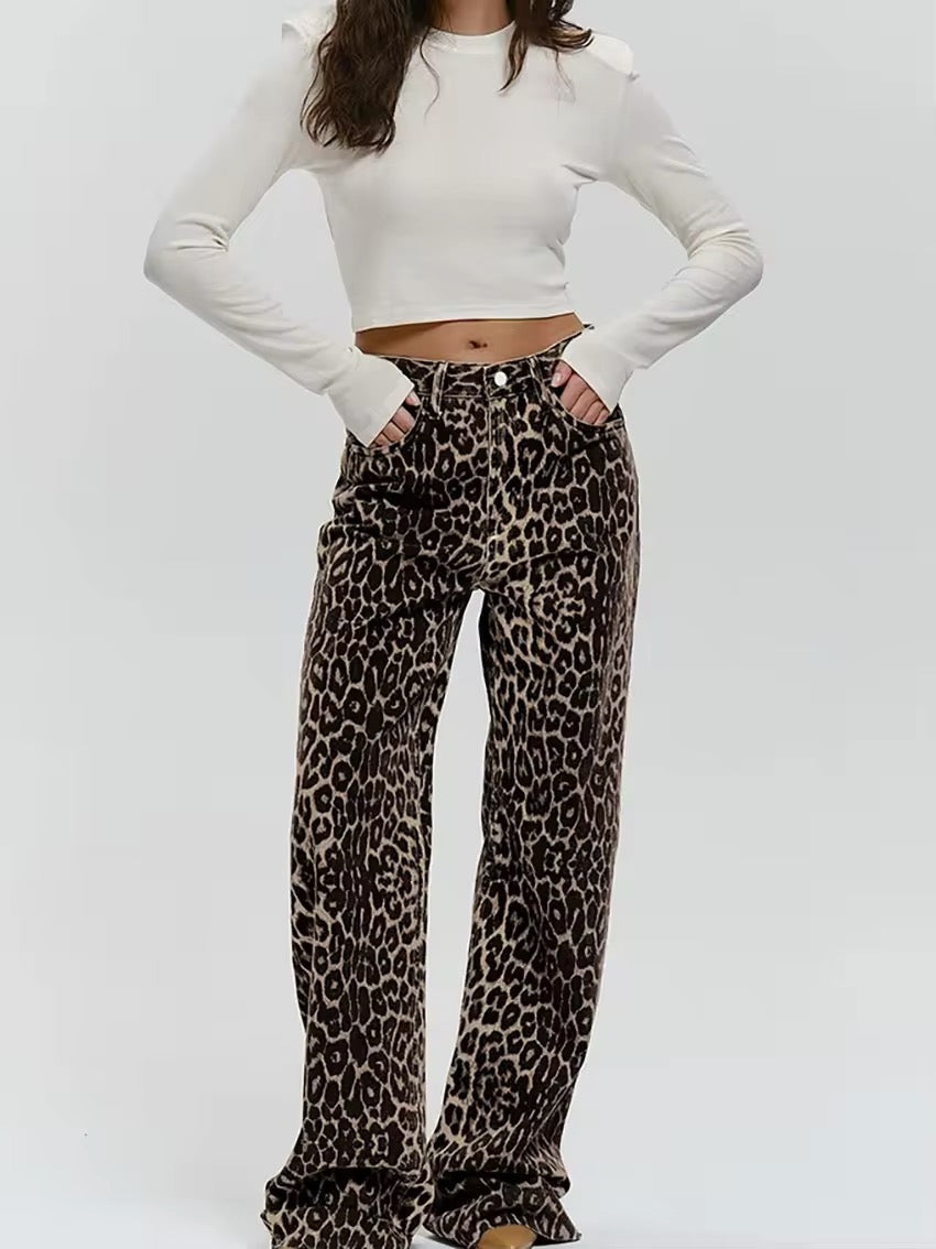 Leona | High-Waist Leopardprint Bukser