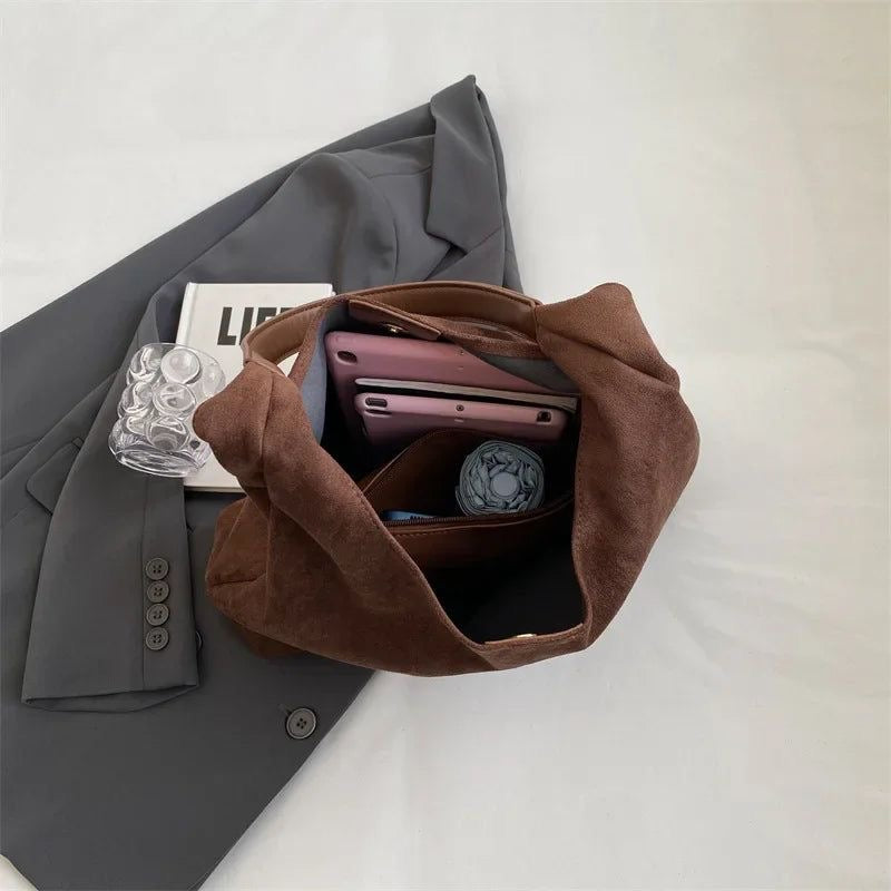 Venice™ | Damer Rummelig og Eksklusiv Ruskinds Tote Bag | Skuldertaske