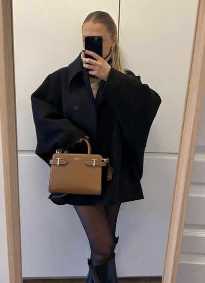 Eloisa™ | Damer Oversized Uldmix Frakke | Luksus & Knaplukning