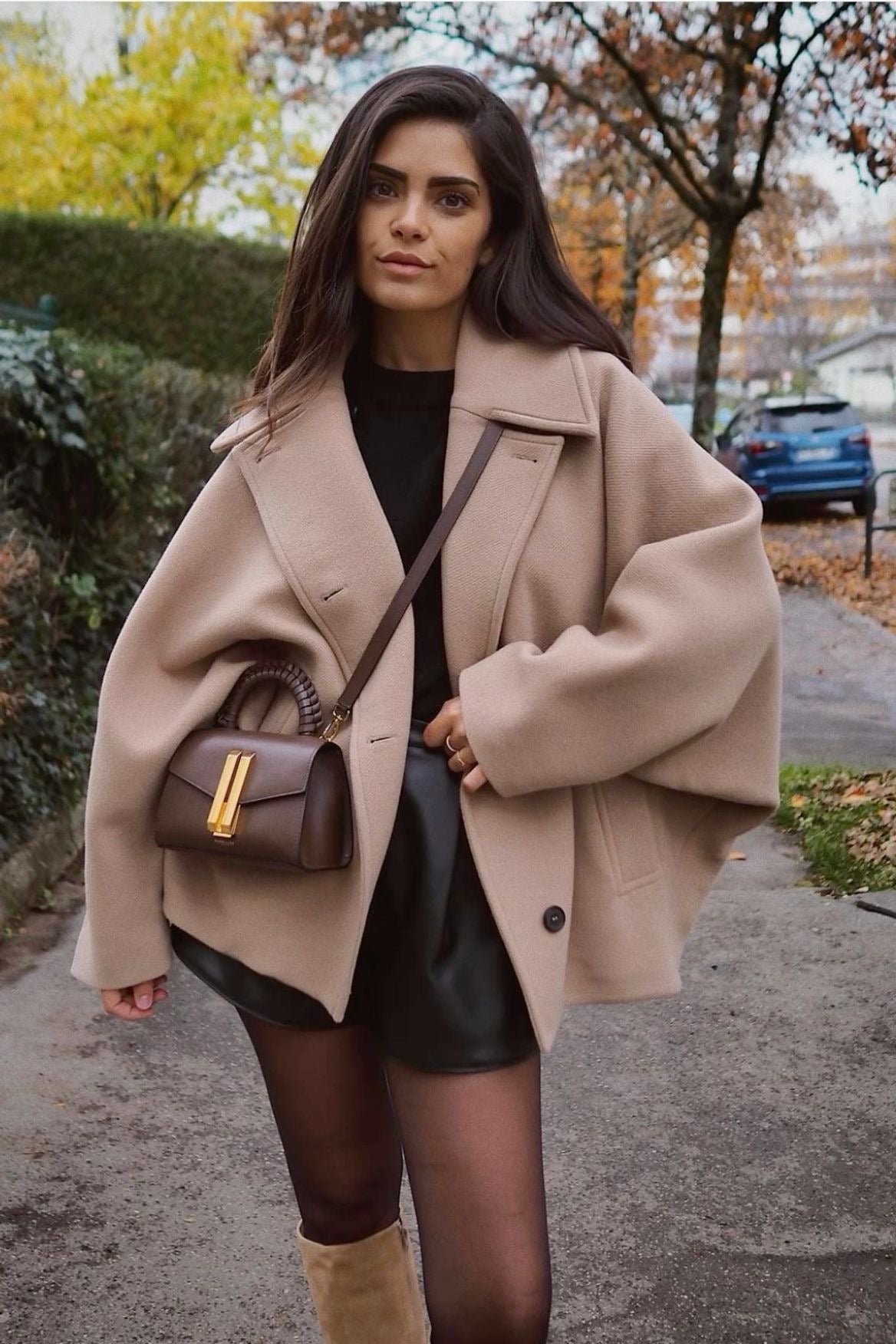 Eloisa™ | Damer Oversized Uldmix Frakke | Luksus & Knaplukning