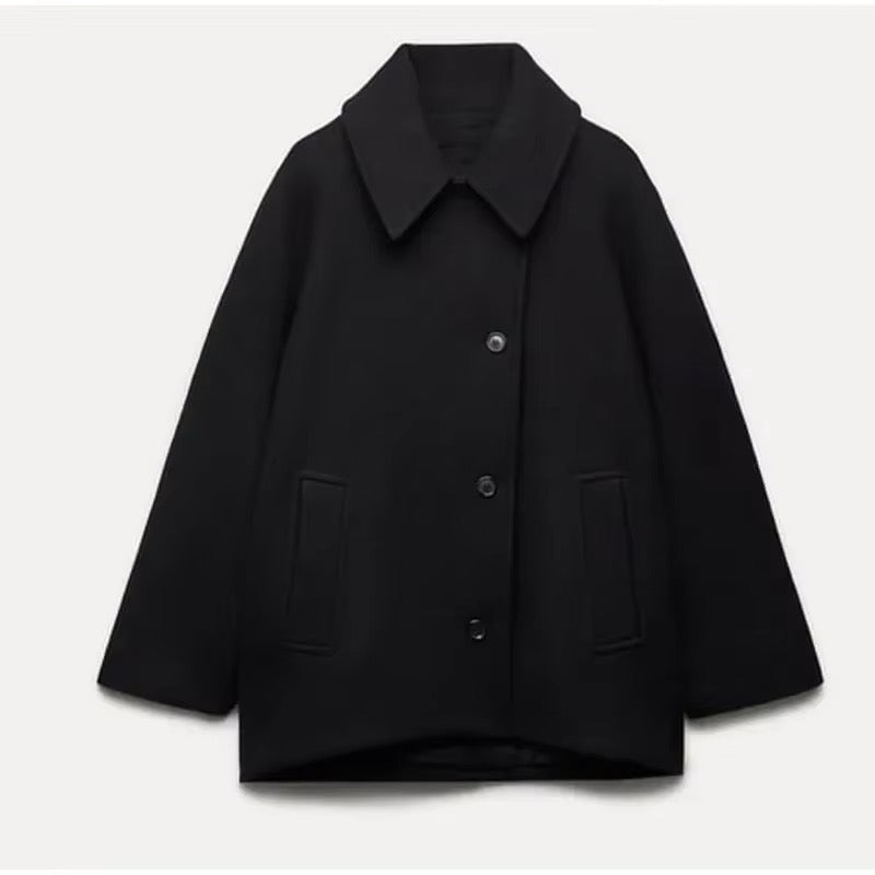 Eloisa™ | Damer Oversized Uldmix Frakke | Luksus & Knaplukning