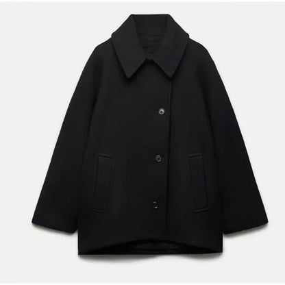 Eloisa™ | Damer Oversized Uldmix Frakke | Luksus & Knaplukning