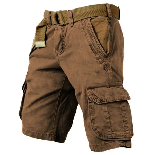 Lucenzo™ | Herrer Cargoshorts med Bælte og Lommer | Slidstærke Bomuldsshorts til Outdoor & Sommer