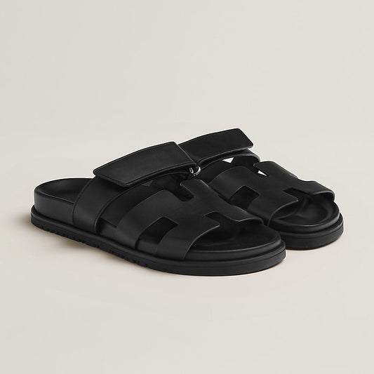 Nerio™ | Unisex Lædersandaler med Bred Rem | Komfortable Sommertøfler med Velcrolukning og Anatomisk Sål
