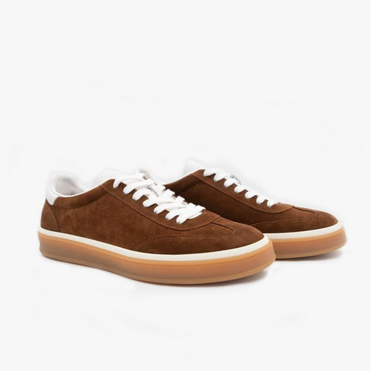 Renzo™ | Herrer Ruskind Sneakers | Klassiske Lave Sko med Retro Sål