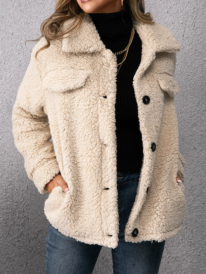 Maya™ | Neutral Plyssede Cardigan med Enkelt Knap og Lommer for Komfort og Stil