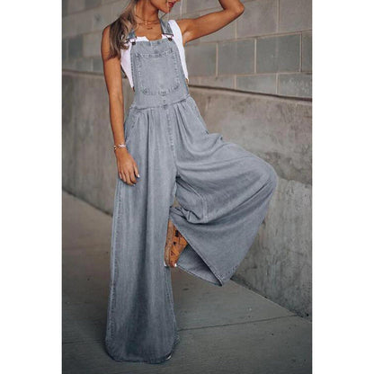 Mireya™ | Damer Denim Jumpsuit med Vide Ben | Boheme Jeans Overall med Justerbare Stropper og Afslappet Pasform