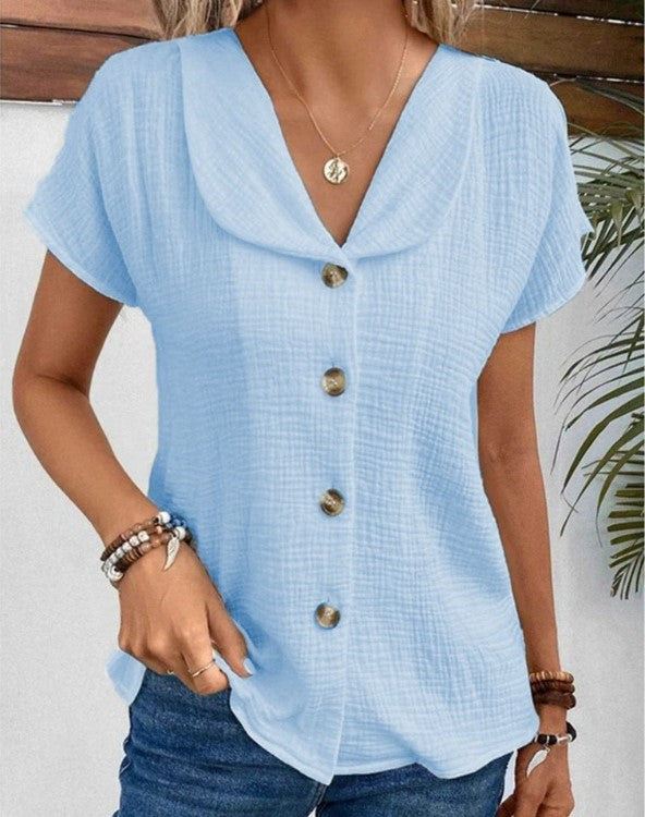 Laurent™ | Damer Chic Bluse med Elegant Krave, Knapper og Komfortabel Pasform