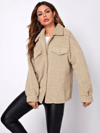 Jana™ | Damer Luxe Drop Shoulder Bonderjas med Elegant Krave og Praktiske Lommer for et Chikt Udseende
