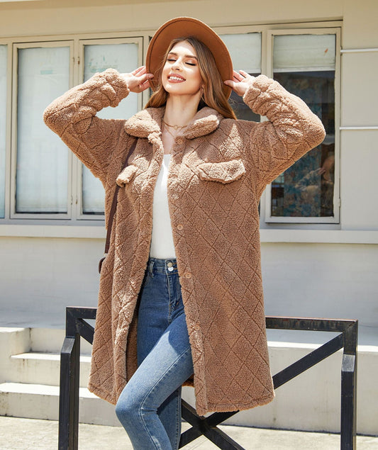 Seraphina™ | Luksuriøs Plys Trenchcoat med Diamantquilt og Elegant Silhuet