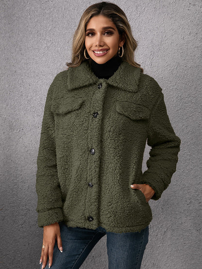 Maya™ | Neutral Plyssede Cardigan med Enkelt Knap og Lommer for Komfort og Stil