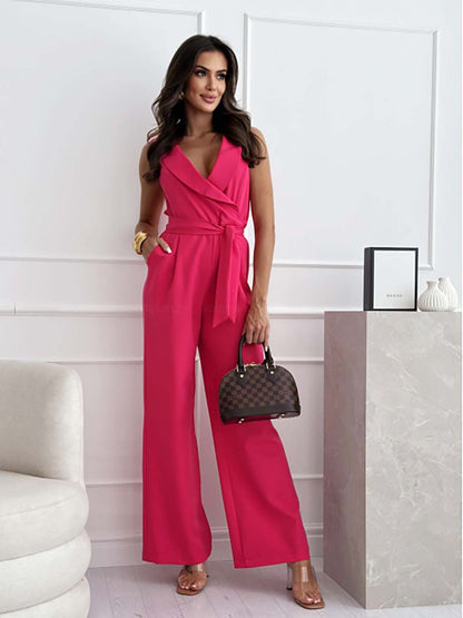 Orahna™ | Damer Glamourøs Jumpsuit med V-Hals Luksuriøs Pasform og Alsidigt Design | Ærmeløs Sommerdragt