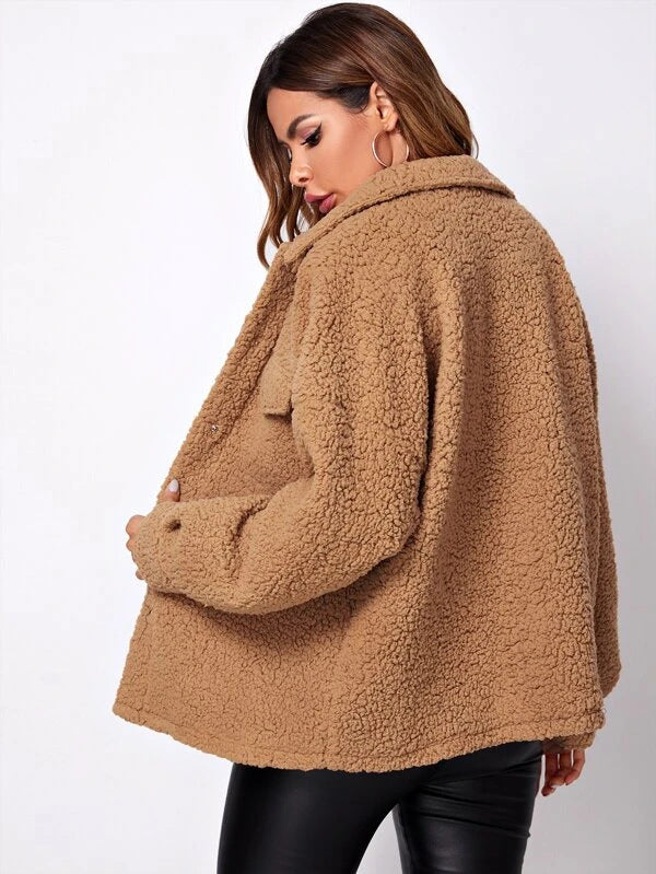 Jana™ | Damer Luxe Drop Shoulder Bonderjas med Elegant Krave og Praktiske Lommer for et Chikt Udseende