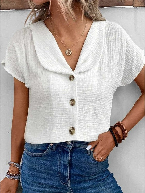 Laurent™ | Damer Chic Bluse med Elegant Krave, Knapper og Komfortabel Pasform