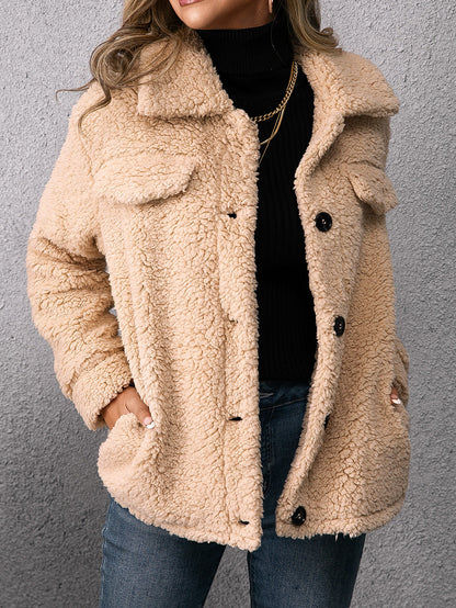 Maya™ | Neutral Plyssede Cardigan med Enkelt Knap og Lommer for Komfort og Stil