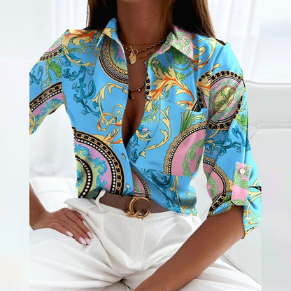 Luciana | Damebluse med Print og Lange Ærmer