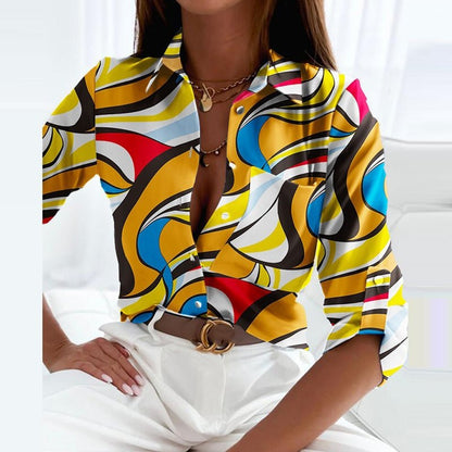 Luciana | Damebluse med Print og Lange Ærmer