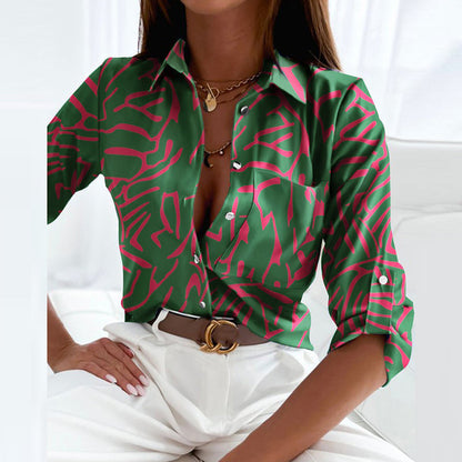 Luciana | Damebluse med Print og Lange Ærmer