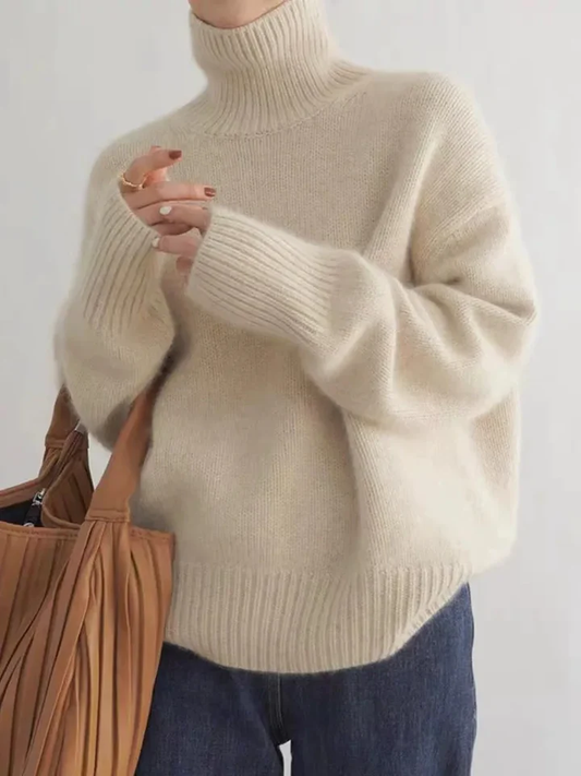 Evelina™ | Luksuriøs Oversized Cashmere Rullekrave til Damer med Tidløs Elegance