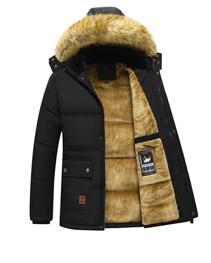 Para™ | Luksuriøs Herre Parka Vinterjakke med Teddylining og Pelsforet Hætte