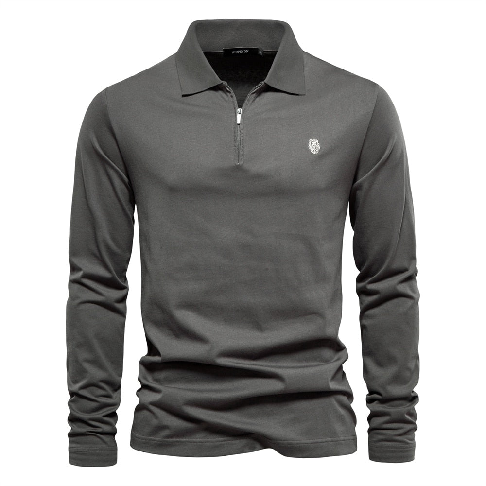Lennart™ | Herrer Langærmet Polo med Halv Lynlås og Moderne Design