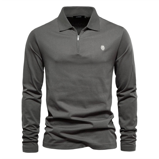 Lennart™ | Herrer Langærmet Polo med Halv Lynlås og Moderne Design