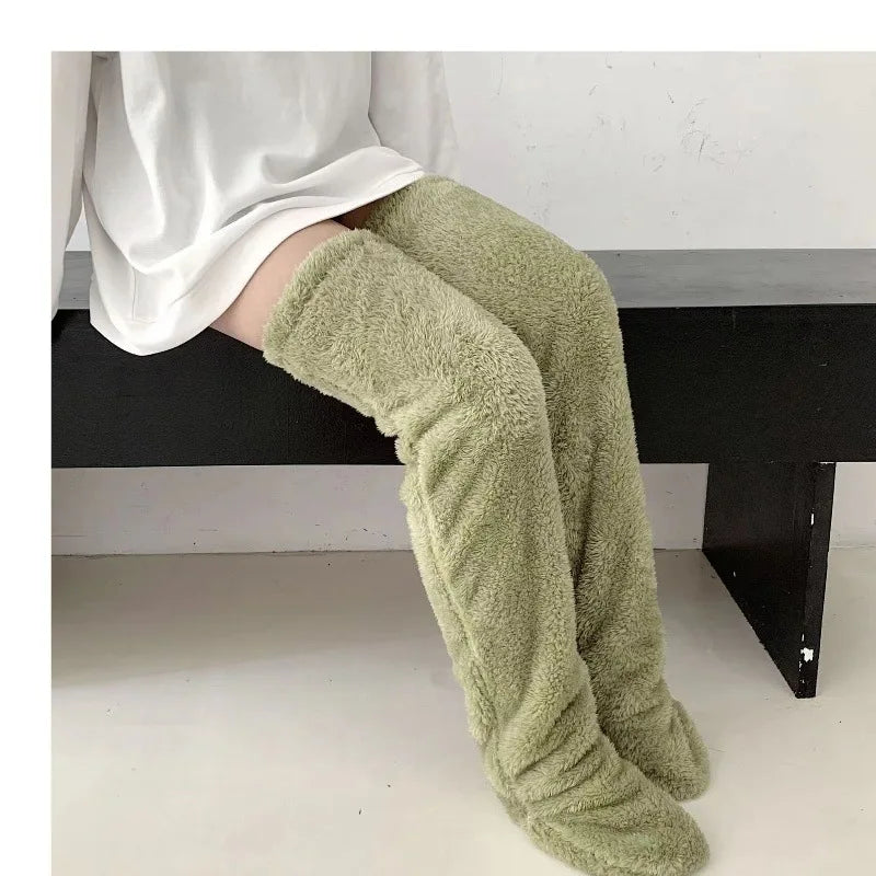 CoziSnug™ | Varme Lange Strømper over Knæene med Elastisk Greb og Tåudskæringer