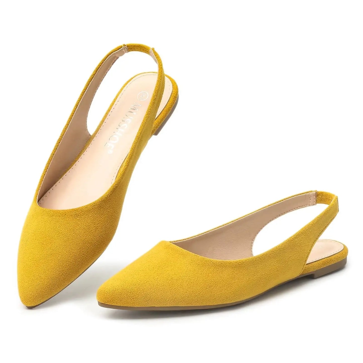 Celeste™ | Damer Slingback Flats med Spids Tå | Elegante Sommertidssko med Skinnende Finish og Komfortabel Elastisk Rem