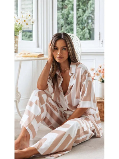 Elodie™ | Damer To-delt Sæt med Trendy Print og Bukser med Vide Ben