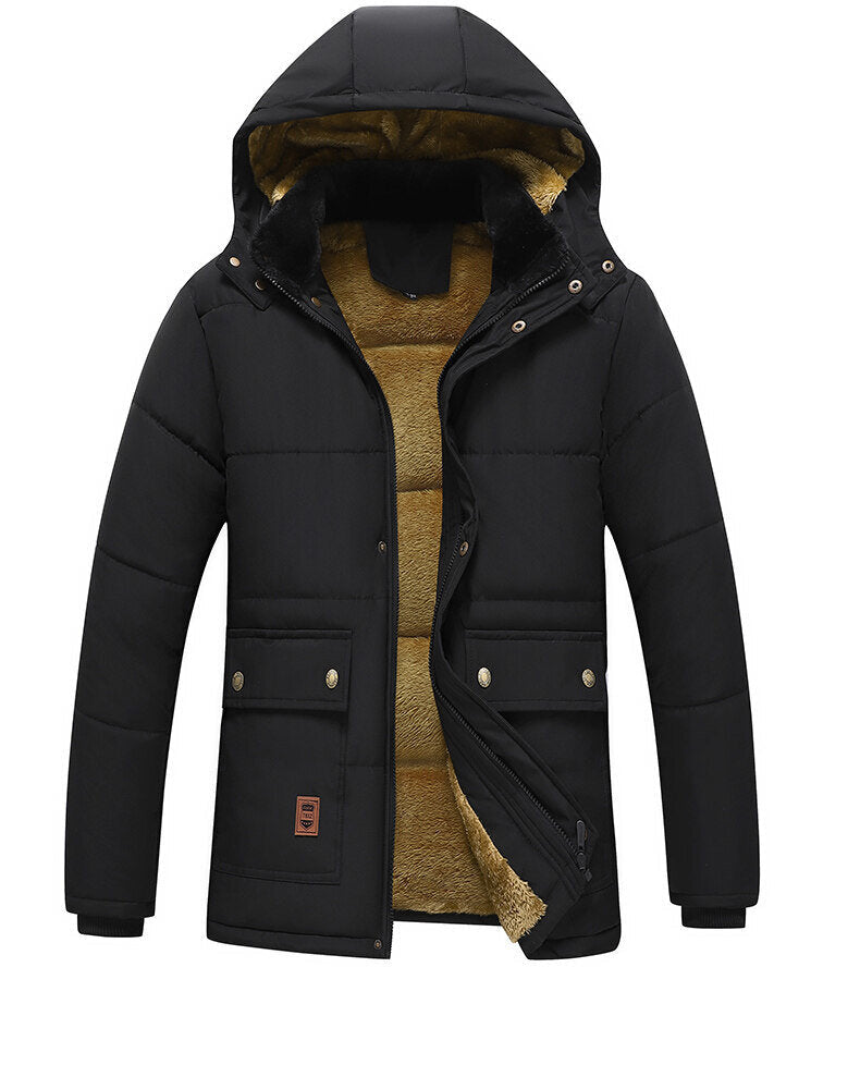 Para™ | Luksuriøs Herre Parka Vinterjakke med Teddylining og Pelsforet Hætte